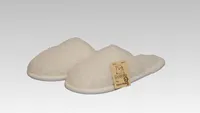 Pantoffel Wolle ecru - 36/37 Linke