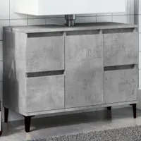 Design Waschbeckenunterschrank Betongrau 80x33x60 cm Holzwerkstoff, Badezimmerschränke 2024 Neu