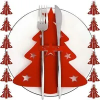 Bestecktasche Besteckhalter Tannenbaum Weihnachten Tischdeko 12 Stück