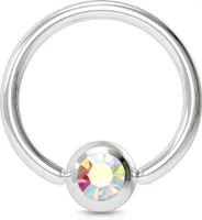 viva-adorno 1,6x12x5mm Universal Piercing Ring BCR Kristall Lippenring Klemmring Septumpiercing Brustpiercing Chirurgenstahl Z507,regenbogen