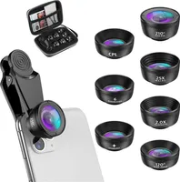 FORSMANO 7 in 1 Objektivset für Handykameras, Fisheye, 120° Weitwinkel, 2 fach Tele, 25 fach Makro, mit universeller Clip-Befestigung, Tragetasche