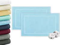 2er Set Badvorleger / Duschvorleger, 50x70 cm, 100% Baumwolle, hellblau