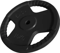GORILLA SPORTS® Hantelscheiben - 10kg Gewichte, 30mm, aus Gusseisen mit Gummi Gripper, Schwarz - Gewichtsscheiben