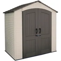 Dożywotnia plastikowa wiata "Starlet" z dwuskrzydłowymi drzwiami, 142 x 214 x 227 (dł. x szer. x wys.) jasnoszara 3,06 m²