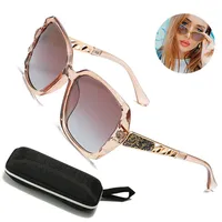 Polarisierte Damen-Sonnenbrille, quadratisch, funkelnd, Verbundwerkstoff, glänzend, B2289, Oversized,gradient brown
