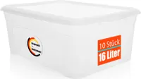 BigDean 10 Stück Aufbewahrungsbox mit Deckel 16L luftdicht & stapelbar aus lebensmittelechtem Kunststoff – Plastikbox transparent  Germany