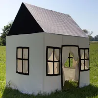 Domček na hranie CHILDHOME 125x95x145 cm Plátno bielo-čierne