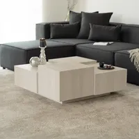 HOME DELUXE - Couchtisch NAYELI - Helle Holzoptik , Größe: 96 x 96 x 39 cm , - MDF Platte, ohne Montage I Wohnzimmertisch Beistelltisch Sofatisch
