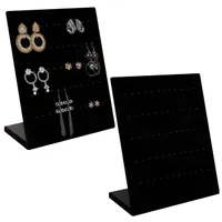 Belle Vous Samt Ohrring Halterung Ohrring Organizer Schwarz (2 Stk) – L-Form Schmuckständer Ohrringe mit 60 Löcher für 30 Paar Ohrringe –