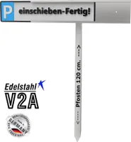Parkschildhalterung zum einschieben aus Edelstahl mit Erdspieß 120 cm zum einschlagen