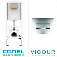 CONEL WC Vorwandelement mit VIGOUR TEES Betätigungsplatte, chrom glänzend