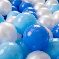 KiddyMoon Kids 100 ∅ 7 cm loptičiek na hranie loptičiek pre detské plastové loptičky do kúpeľa vyrobené v EÚ, Baby Modrá/Modrá/Perleťová