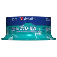 Verbatim - 25 x DVD-RW - 4.7 GB ( 120 Min. ) 4x - mattes Silber - Spindel