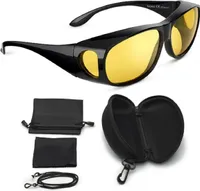 FALINGO Brille Nachtsichtbrille Überziehbrille Autofahrbrille NIGHT EDITION UV 380 (Schwarz)
