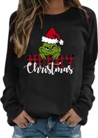 ASKSA Damen Weihnachtspullover Lustig Weihnachtspulli Weihnachtsdruck Sweatshirt Weihnachten Pullover Rundhals Langarm Xmas Pulli,Schwarz,3XL