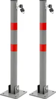 ECD Germany 2x skladacia závora na parkovisko, okrúhla, 71 cm, 3 kľúče, oceľový parkovací stĺpik, antracitová s červenými výstražnými pruhmi