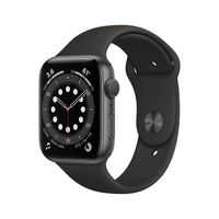 Apple Watch Series 6 (GPS), 44 mm Sportarmband aus Aluminium in Space Grau und Schwarz