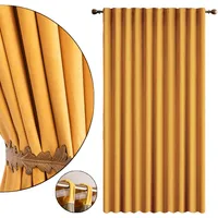 2er Set Samt Gardinen Vorhänge Orange Wohnzimmer Schlafzimmer Vorhang Blickdicht Kräuselband Verdunklungsvorhänge Blackout Curtain, 132*274cm