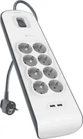 Belkin Steckdosenleiste Überspannungsschutz, 8-Fach, USB, 2 m