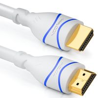 deleyCON HDMI 2m High Speed Kabel 2.0 mit Ethernet ARC 3D 4K Ultra HD (1080p/2160p) PS4 360 TV OLED PC Laptop Beamer Monitor - Weiß/Blau