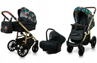 BabyLux® Aspero | 3in1 Kinderwagen Bambimo | Tropical Flowers | Kombikinderwagen | Kinderwagenset |