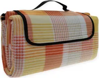 Picknickdecke Karo orange gelb wasserdicht 130x170
