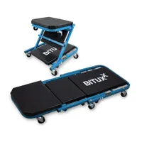 Bituxx Werkstatt-Rollbrett Werkstattliege Montageliege Montagerollbrett Sitz als Liege oder Werkstatthocker / Klappsitz verwendbar MS-17063