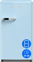 MEDION Retro Kühlschrank (91 Liter, 91cm Höhe (höhenverstellbare Füße), höhenverstellbare Glasablagen, transparente Gemüseschublade, freistehend, Türanschlag rechts, Metall Türgriff, MD37800) blau