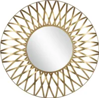 WOMO-DESIGN Dekorative Wandspiegel Sonne Lima Ø 70cm, aus Glas, Metallrahmen Gold, Runder Sonnenspiegel