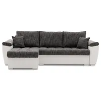 Ecksofa VEGAS 250/160 LINKS mit schlaffunktion und Bettkasten - L-förmig - Eckcouch in modernem Design Dunkelgrau & Weiß