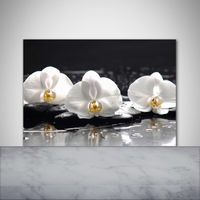 Küchenrückwand Spritzschutz aus Glas 140x70 Deko Blumen & Pflanzen Orchidee