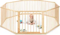 dibea Baby-Laufstall aus Holz, 68 cm Höhe, 8 Elemente je 90x68 cm