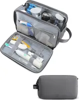 ALSTER HERZ® Kulturtasche, Großer Stauraum, Doppelter Reißverschluss, wasserabweisend A0569 Grau