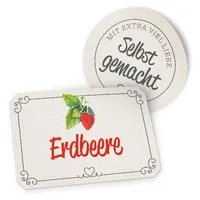 itenga Marmeladensticker 10erSet Aufkleber Deckel und Glas Erdbeere Landhausstil