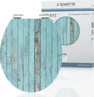 SCHÜTTE WC Sitz BLUE WOOD HG mit MDF Holzkern, hochglänzender Toilettendeckel mit Absenkautomatik Motiv, Klobrille
