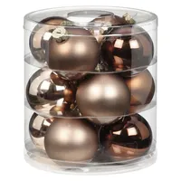 Weihnachtskugeln Glas 8cm, 12 Stück, Farbe:Elegant Lounge ( schokolade braun )