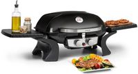 Klarstein Parforce Duo Gasgrill BBQ-Gasgrill mit 4,4kW - 2 Brenner, bis 300 °C, Gastyp: Butan/Propan, Edelstahl, 15000 BTU, elektrische Zündung, 50 x 39 cm große Grillfläche, Deckel, schwarz