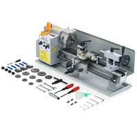 Crenex 18x35cm Tischdrehbank Metalldrehmaschine Mini-Drehmaschine LCD-Anzeige Drehbank