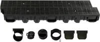 Entwässerungsrinne Höhe 115mm Kunststoff 2m, Längsstabrost, Schwarz