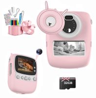 Kinder-Sofortbildkamera mit 32GB Speicherkarte, Farbigen Markern und Fotoklammern für kreatives Basteln, Digitalkamera für Kinder