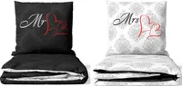 Mikrofaser Bettwäscheset 4teilig 135x200 cm Weiß Anthrazit Mr & Mrs Design mit Reißverschluss