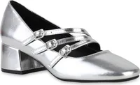 VAN HILL Damen Mary Janes Pumps Klassische Metallic Elegante Schuhe 841478, Farbe: Silber, Größe: 39