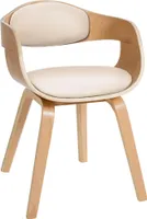 DELUKE® Besucherstuhl LONDON - 73x49x46cm, Natur/Creme | Kunstleder | Holz Gestell | Konferenzstuhl Wartezimmerstuhl