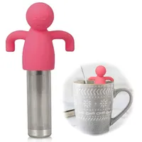 Edelstahl Teefilter Teesieb, Teesieb für Losen Tee Teebeutel, Kreatives Tee-Filter mit Silikongriff, Teefilterhalt ,(Rosenrot)