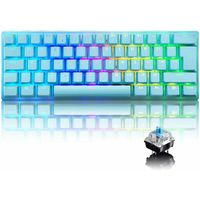 UK Layout RGB Mechanische Gaming-Tastatur Type-C Verkabelt 61 Tasten für PC/PS4（Blau-Blau-Schalter-RGB）