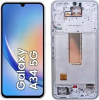 Original AMOLED Display Touchscreen Bildschirm Rahmen Silber für Samsung Galaxy A34 5G A346B & Werkzeug