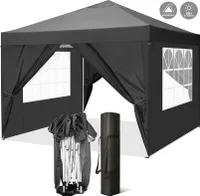 Pawilon 3x3m rozkładany pawilon z 4 ścianami bocznymi, wodoodporny, ochrona UV 50+ namiot ogrodowy namiot imprezowy, z torbą, czarny