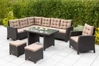 Merxx Gartenmöbelset "Salerno" Eckbank Dining Set - Stahlgestell mit Kunststoffgeflecht braun - 50467-210