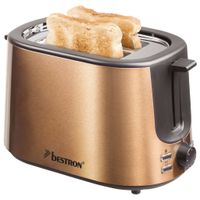 Bestron Toaster mit 2 Röstkammern, Krümelschublade und Brötchen-Röstaufsatz, 1000 Watt, Farbe: Kupfer