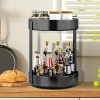 Gewürzregal, Küchenregal aus Edelstahl um, Multifunktionales Lagerregal, 360° Drehbar, Aufbewahrung von Gewürzen, für Kosmetika, Snacks und Anderen